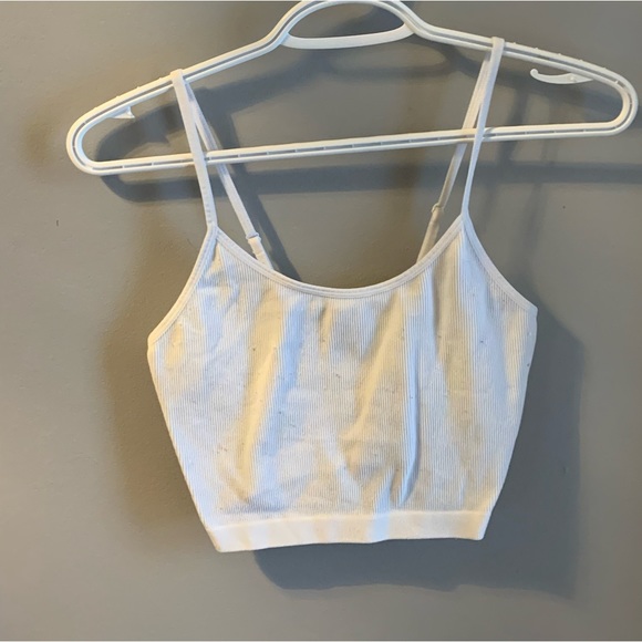 White ribbed thin strap tank top. - Picture 2 of 2